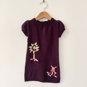 EUC/LN Deep Plum Embroidered Woodland Forest Theme Scandinavian Knit Dress
